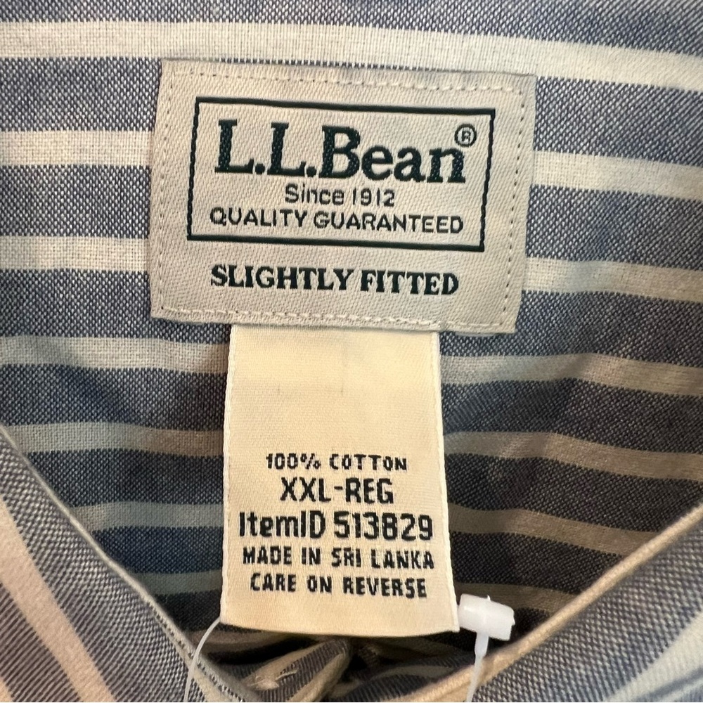 LL Bean Shirt Mens 2XL Wrinkle Free Ultrasoft Cotton Button Up Slightly Fitted - Picture 6 of 13